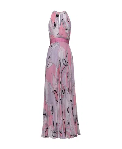 Pinko Abstract-print Pleated Maxi Dress In Multicolor