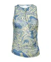 Pinko Abstract-print Ruched Tank Top In Blue