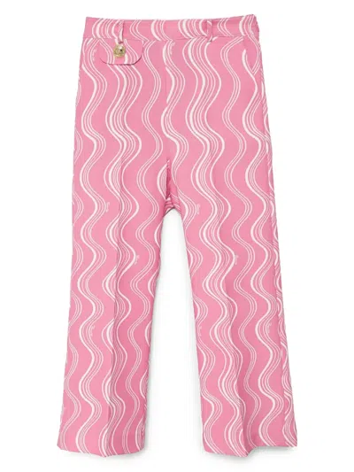 Pinko Kids' Abstract-print Trousers In Pink