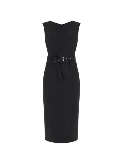Pinko Acalypha Belted Midi Dress In Black