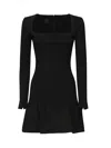 Pinko Flounced Square Neck Long Sleeve Dress In Black