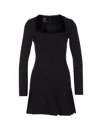 Pinko Flounced Square Neck Long Sleeve Dress In Black
