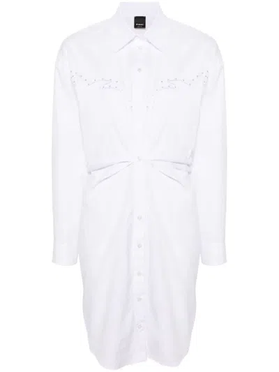 Pinko Eyelet-detail Cotton Shirtdress In White