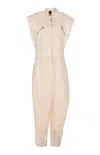 Pinko Dress With Zip Pockets And Elastic Waistband In Neutral