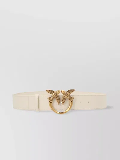 Pinko 'adjustable Bird Motif Belt With Gold-tone Buckle' In Neutral