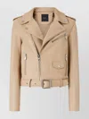 Pinko Adjustable Fit Biker Jacket With Metallic Accents In Neutral