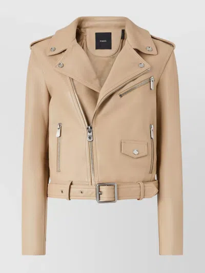 PINKO ADJUSTABLE FIT BIKER JACKET WITH METALLIC ACCENTS