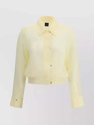 Pinko Adjustable Fit Cropped Shirt In Yellow