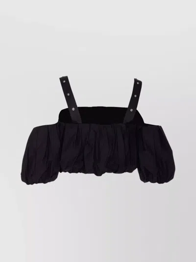 PINKO ADJUSTABLE STRAP CROP TOP WITH PUFF SLEEVES