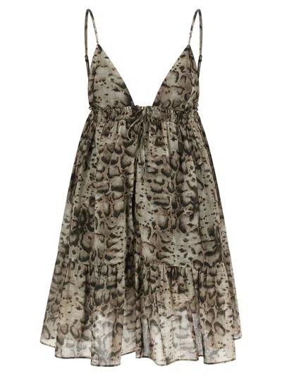 Pinko Dress Adrano Beige With Floral Print In Cotton For Women In Gray