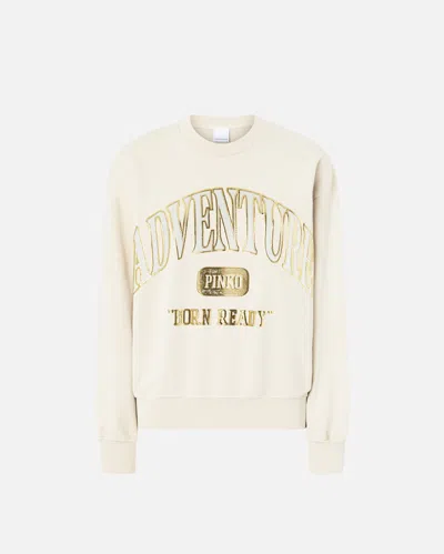 Pinko Adventure Sweatshirt With Glitter In G. Maroso Beige