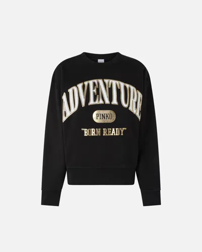 Pinko Adventure Sweatshirt With Glitter In Limo Black