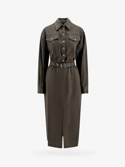 Pinko Utility-style Lyocell Shirtdress In Green