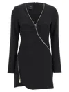 Pinko Zipped Crepe V-neck Minidress