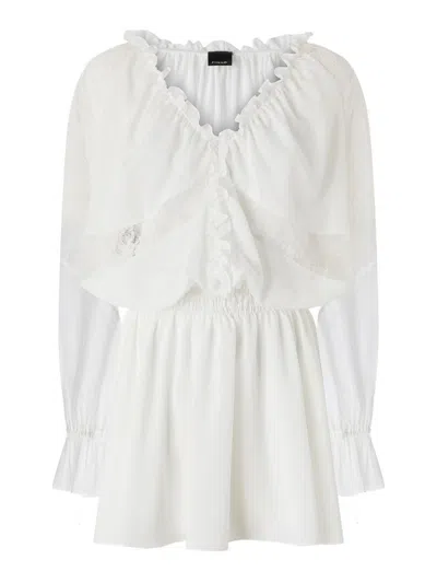 Pinko Aggie Short Dress In White With Lace