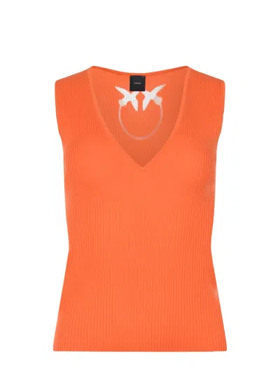Pinko Agner Top Made Of Cotton Blend. In Orange