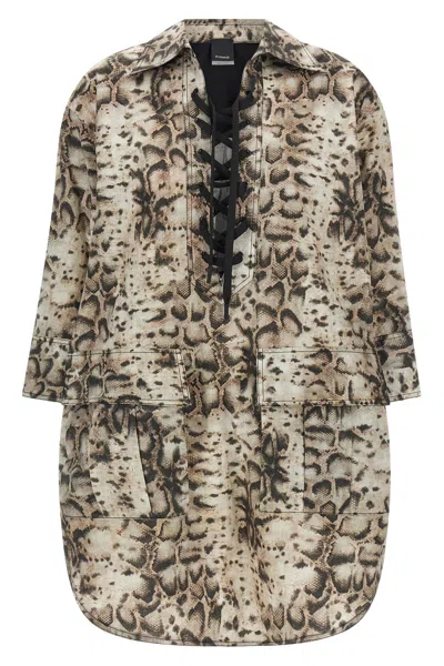 Pinko Agra Animal Print Jacket Buttoned Cuffs Pockets In Multi