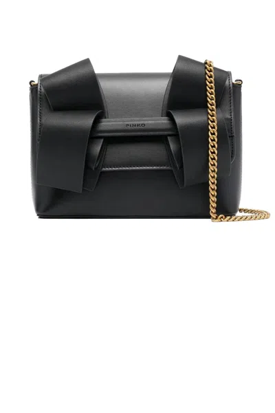 Pinko Aika Mini Leather Clutch In Black