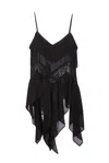 Pinko Fringed Draped Top In Black