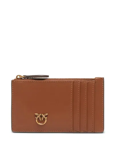 Pinko 'airone' Card Holder In Brown Leather