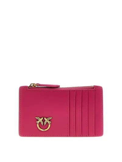 Pinko Pink  Leather Airone Card Holder In Multicolour