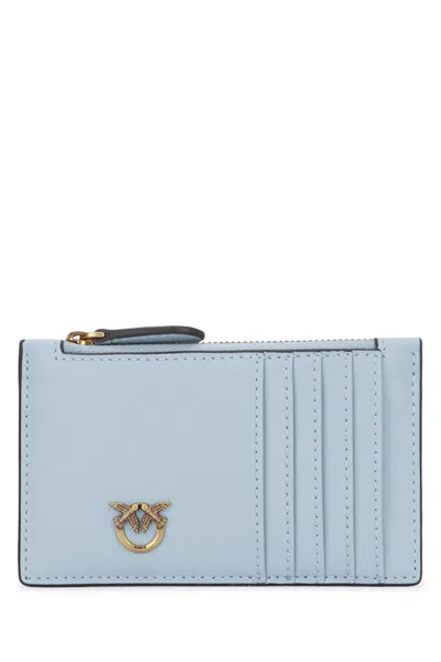 Pinko Airone Cardholder In Leather In Blue