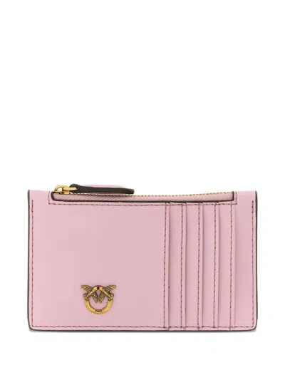 Pinko Multicolor Calf Leather Bos Taurus Wallet In Pink