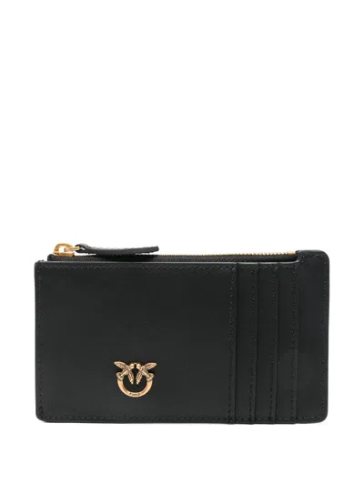 Pinko Airone Debossed-logo Cardholder In Black