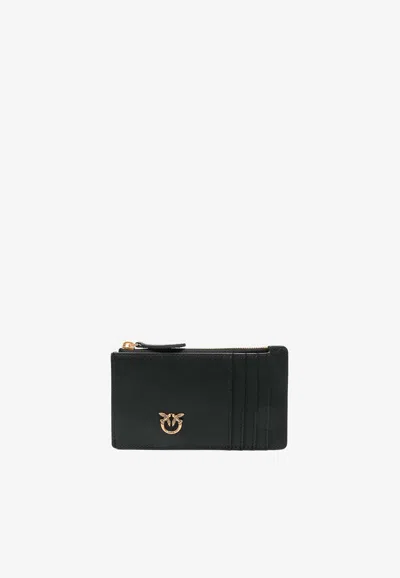 Pinko Airone Debossed Logo Cardholder In Black