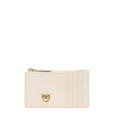 Pinko Airone Logo Plaque Cardholder In White