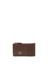 Pinko Zippered Card Holder In Brown