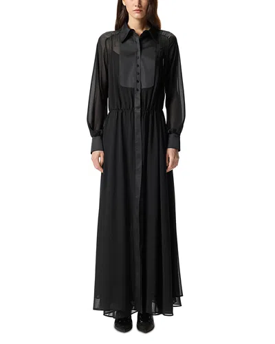 Pinko Sheer-panel Midi Dress In Black