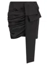 Pinko Asymmetric Hem Skirt Bow Detail In Black