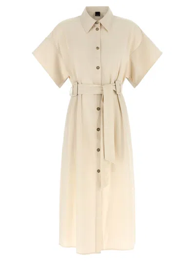 Pinko Cotton Short Sleeve Belted Midi Shirt Dress In Pink