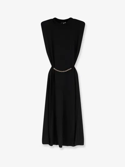 Pinko Alexiana Jersey Dress Chain Detail Midi In Black