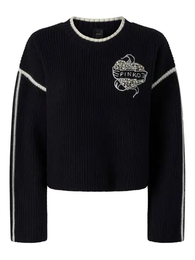 PINKO LOGO-INTARSIA SWEATER