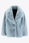 Pinko Alighieri Faux Fur Short Coat In Blue