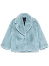 Pinko Light Blue Alighieri Fur Coat With Buttons In Blue