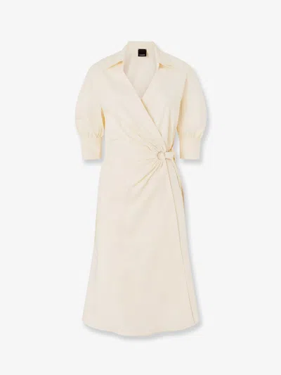 Pinko Wrap Dress Knee Length Puff Sleeves In Neutral
