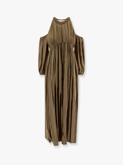 PINKO ALLENATORE GEORGETTE LONG DRESS WITH STRIPED MOTIF