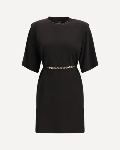 Pinko Black Padded Midi T-shirt Dress