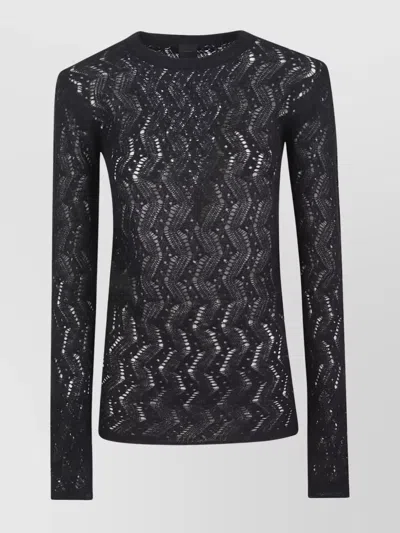 Pinko Alpaca Wool Knitwear Geometric Design In Black