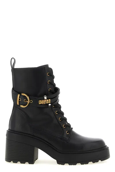 Pinko Altea 01 Lace Up Ankle Boots In Animal Print
