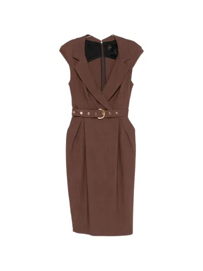 Pinko Amadine Belted Midi Dress In Brown