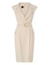 Pinko Amadine Dress Belted Waist Sleeveless V Neckline In Multi