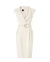 Pinko Amadine Dress Belted Waist Sleeveless V Neckline In Neutral