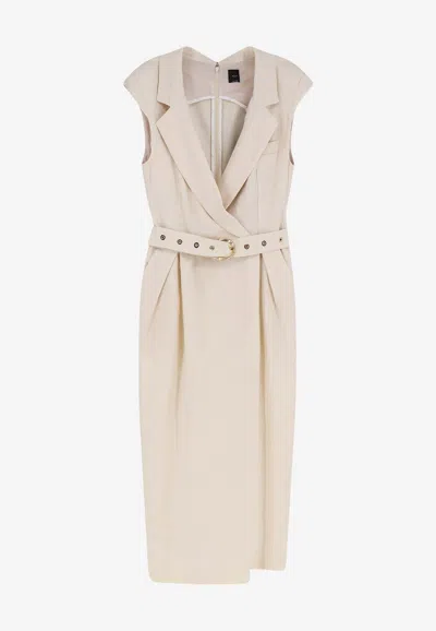 Pinko Amandine Midi Wrap Dress In Brown