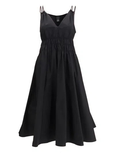 Pinko Amie V-neck Ruched Midi Dress In Black