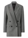 Pinko Double-breasted Wool Blend Jacket In Gray