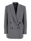 Pinko Double-breasted Wool Blend Jacket In Gray